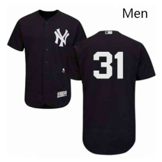 Mens Majestic New York Yankees 31 Aaron Hicks Navy Blue Flexbase Authentic Collection MLB Jersey